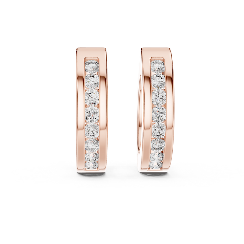 Inset Diamond Huggie Earrings detail