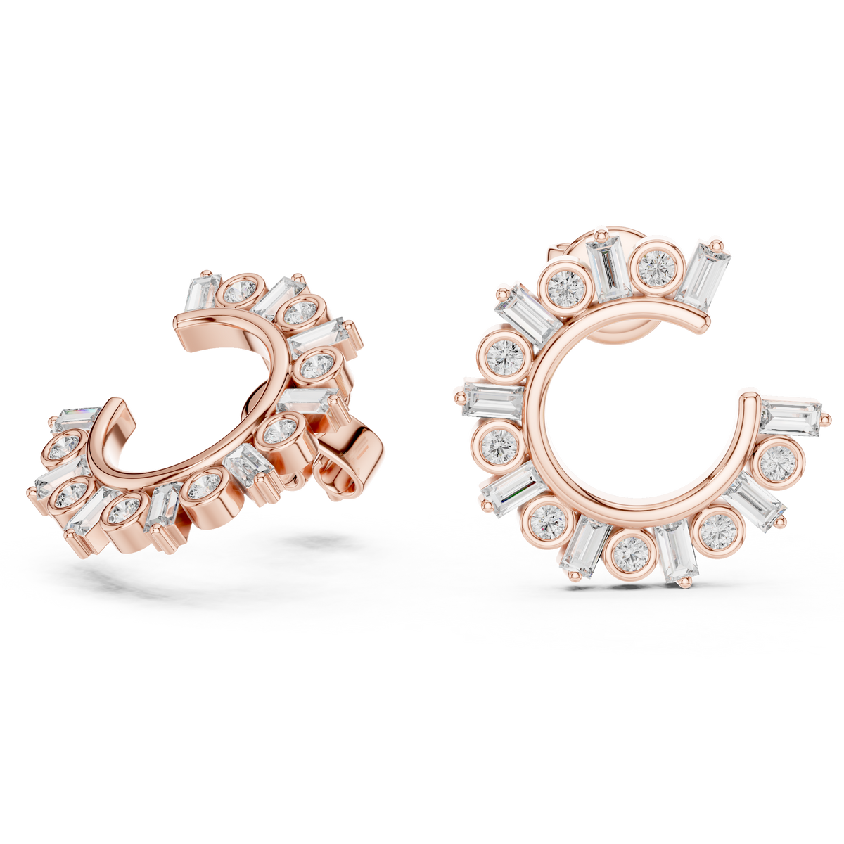 Radiant Halo Diamond Hoop Earrings