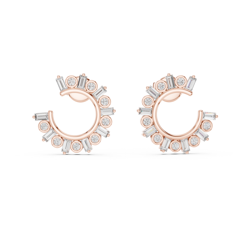 Radiant Halo Diamond Hoop Earrings detail