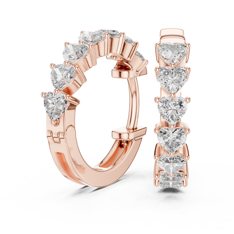 Heart Diamond Huggie Earrings detail