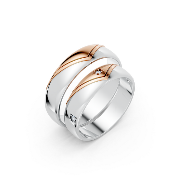 Aurelia Diamond Chevron Wedding Band Set