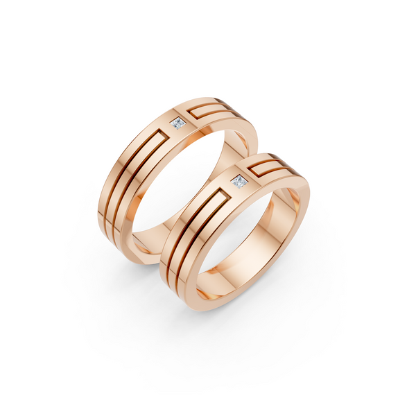 Valen Princess Diamond Wedding Band Set