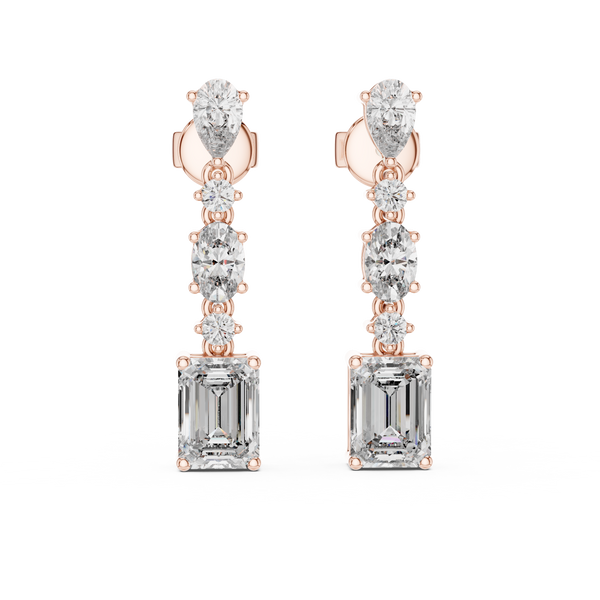 Emerald Cascade Diamond Drop Earrings