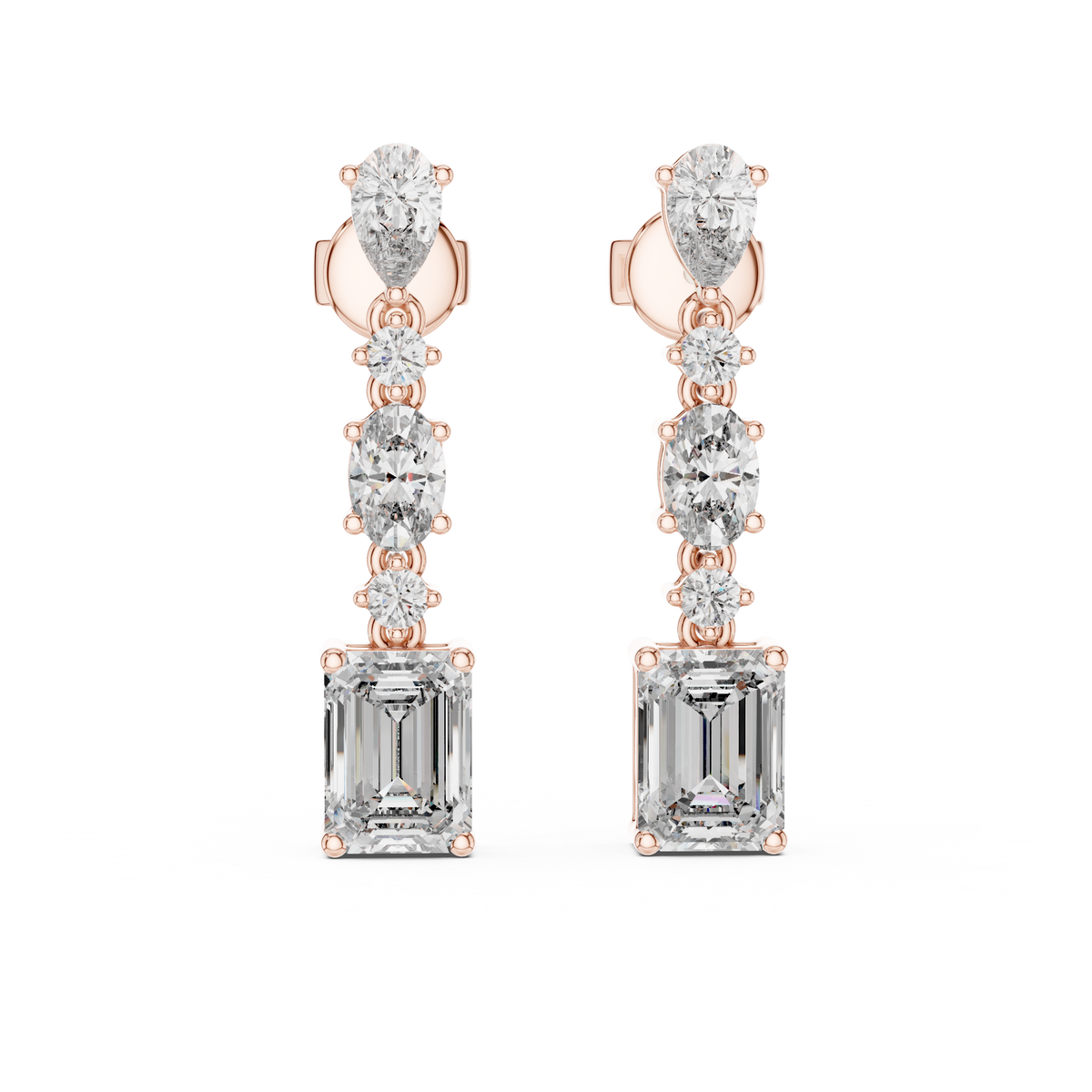 Emerald Cascade Diamond Drop Earrings