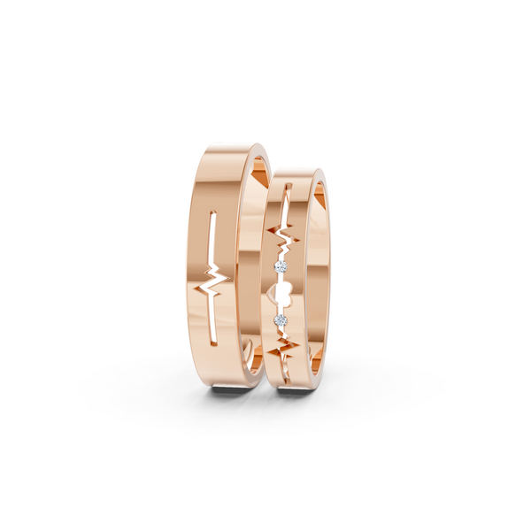 Amora Diamond Heartbeat Wedding Band Set