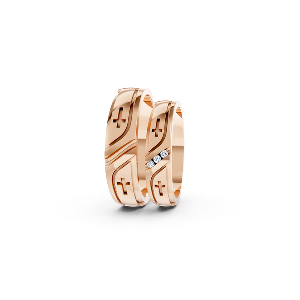 Elian Diamond Cross Wedding Band Set