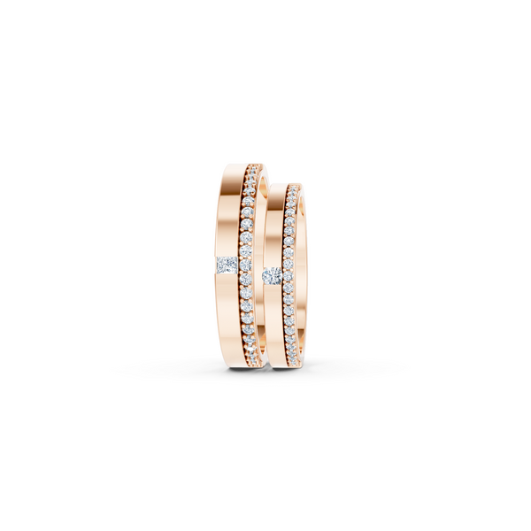 Elvaris Princess & Round Diamond Wedding Band Set