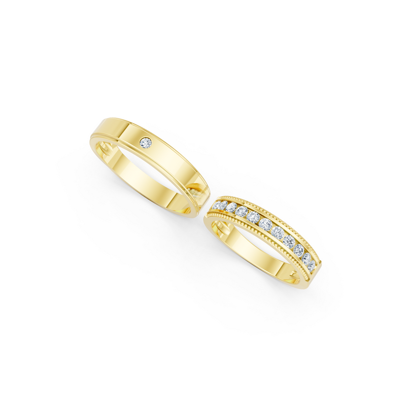 Virelle Diamond Wedding Band Set detail