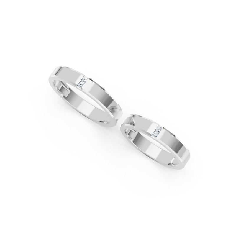 Elara Four Diamond Wedding Band Set detail