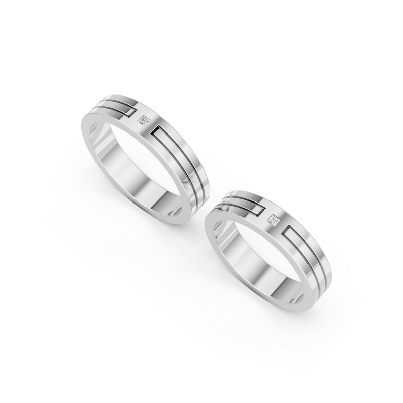 Valen Princess Diamond Wedding Band Set detail