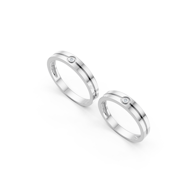 Soren Bezel Diamond Wedding Band Set detail