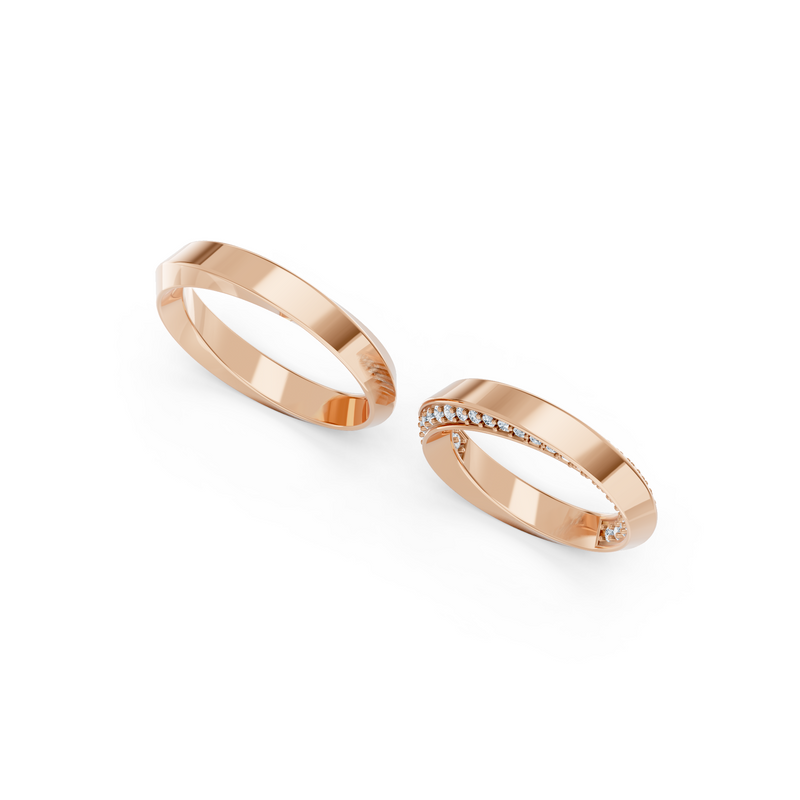 Elara Diamond Twist Wedding Band Set detail