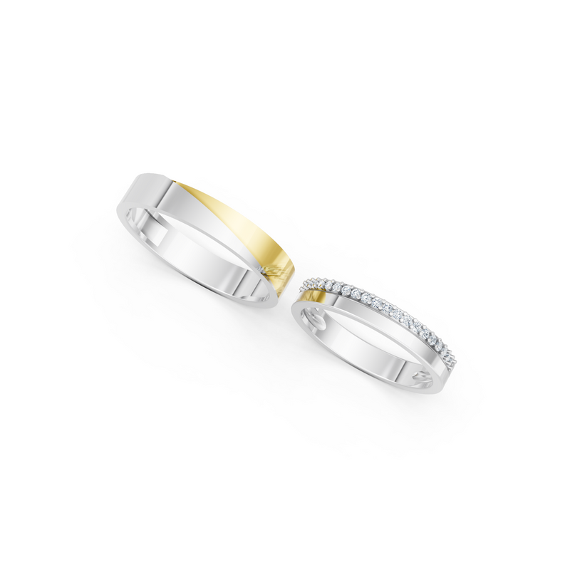 Isolde Diamond Wedding Band Set detail