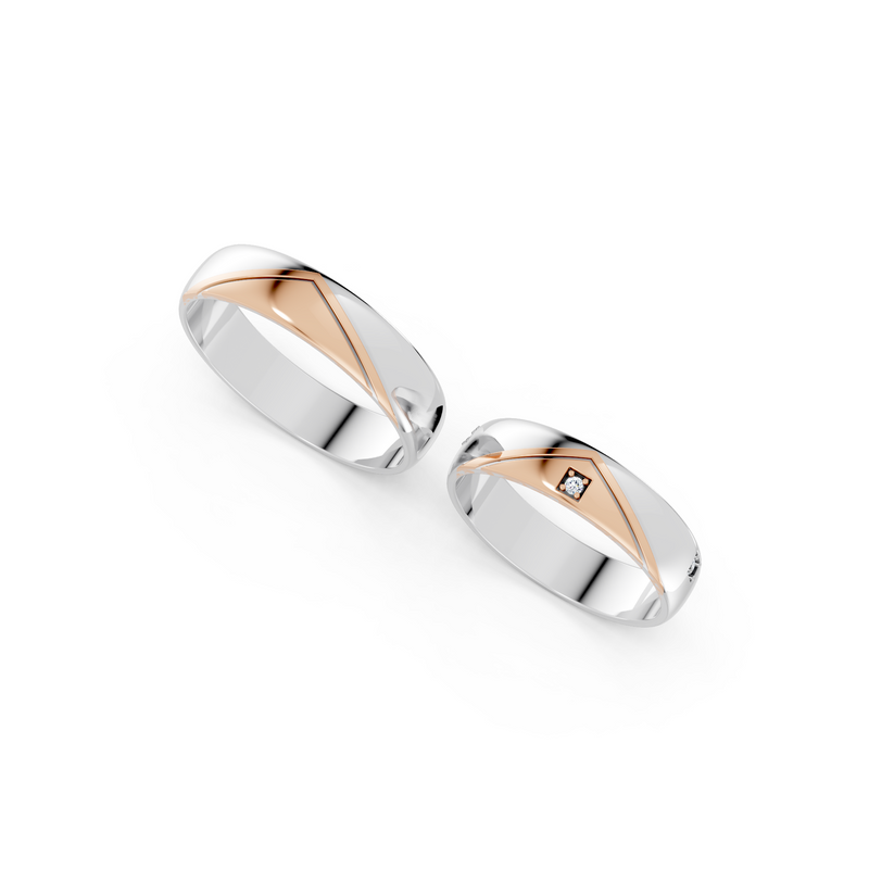 Aurelia Diamond Chevron Wedding Band Set detail