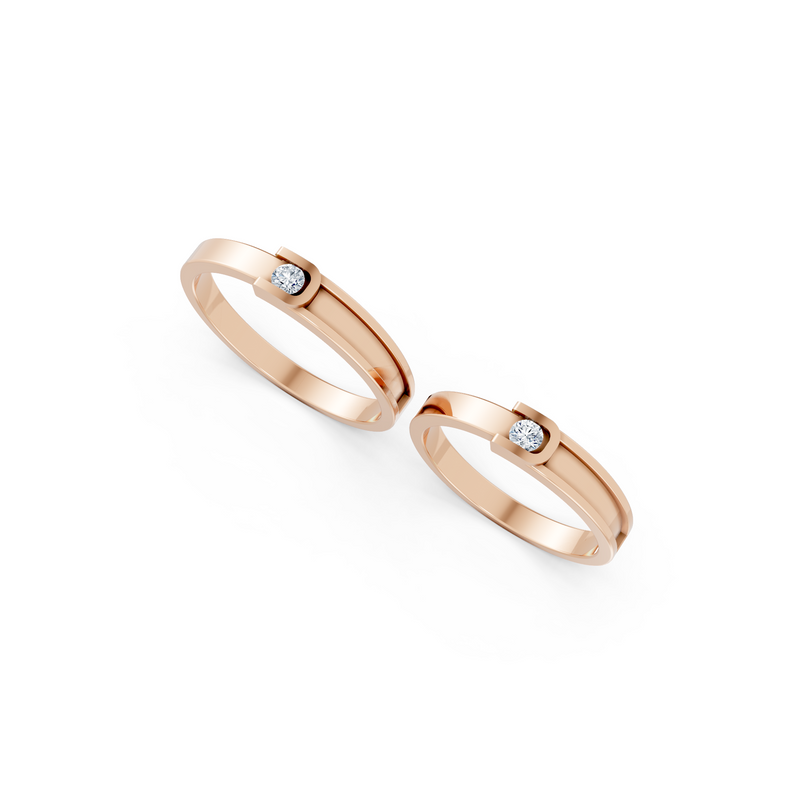 Elara Round Diamond Wedding Band Set detail