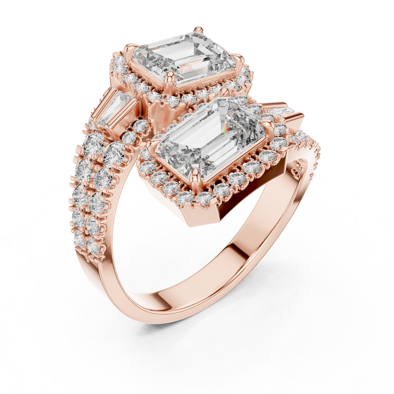Celeste Emerald Halo Diamond Ring detail