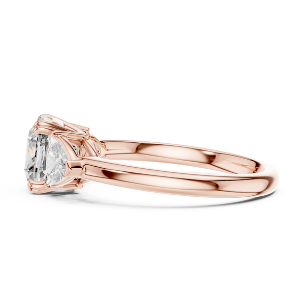 Seraphina Cushion & Trillion Three Stone Diamond Ring