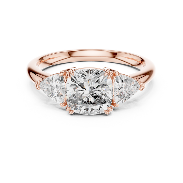 Seraphina Cushion & Trillion Three Stone Diamond Ring