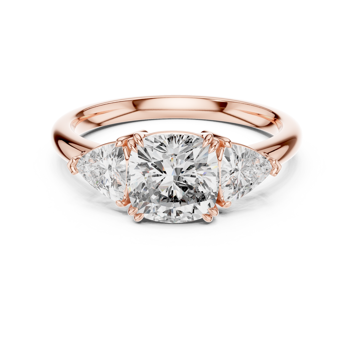 Seraphina Cushion & Trillion Three Stone Diamond Ring