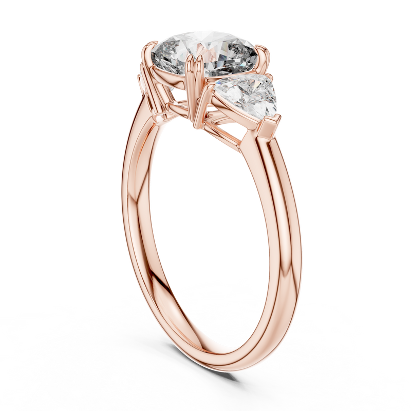 Seraphina Cushion & Trillion Three Stone Diamond Ring detail