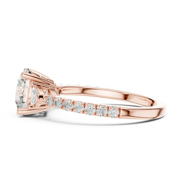 Celeste Three Stone Round & Trillion Diamond Ring
