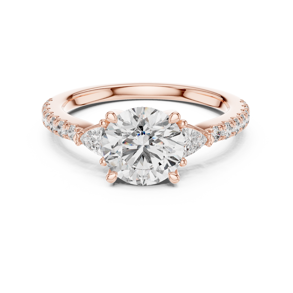 Celeste Three Stone Round & Trillion Diamond Ring