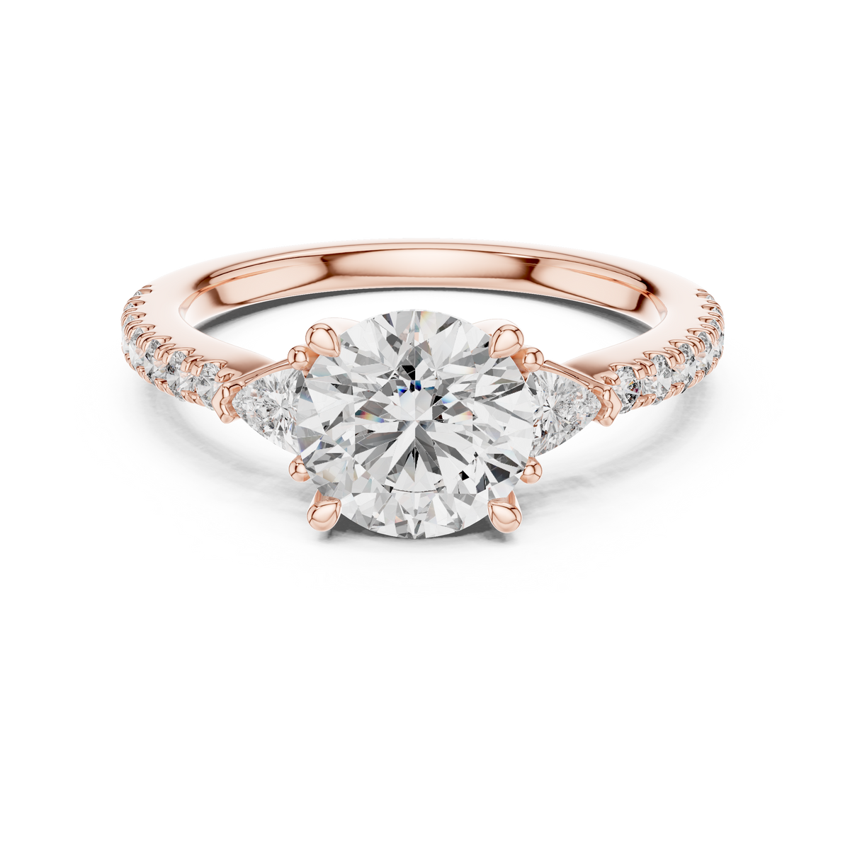 Celeste Three Stone Round & Trillion Diamond Ring