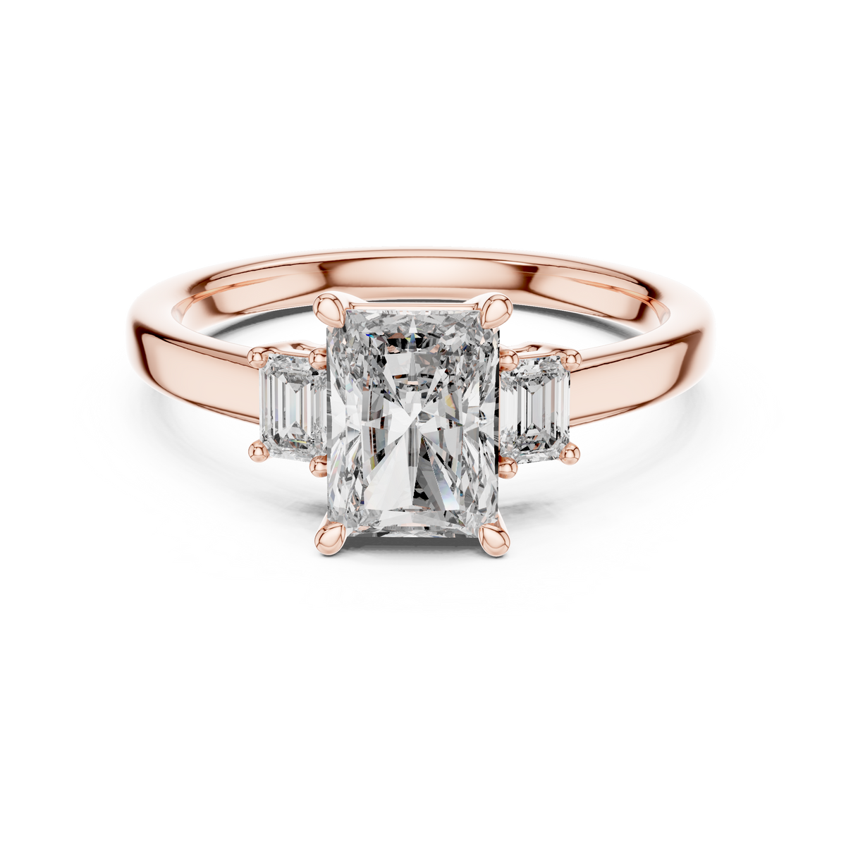 Elodie Three Stone Radiant & Emerald Cut Diamond Ring