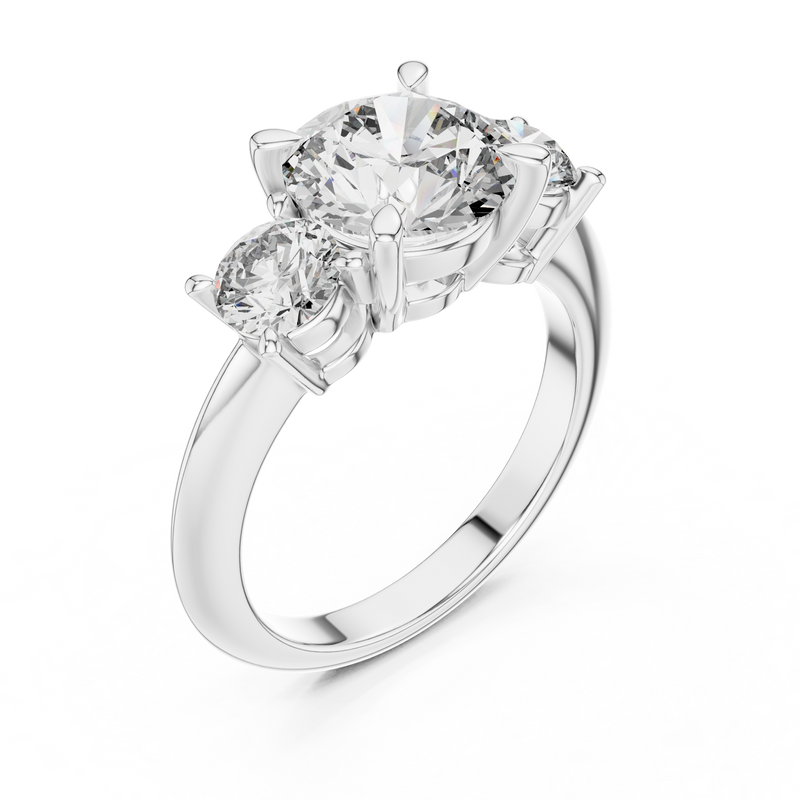 Celeste Three Stone Round Brilliant Diamond Ring detail