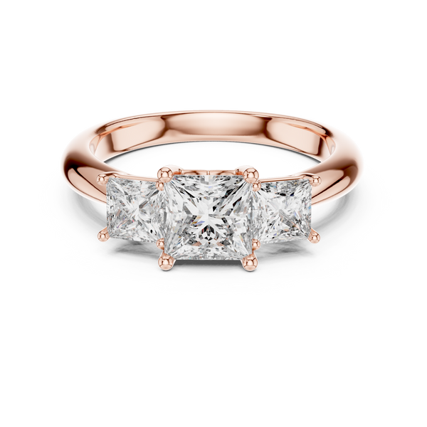 Elodie Three Stone Princess Cut Diamond Ring
