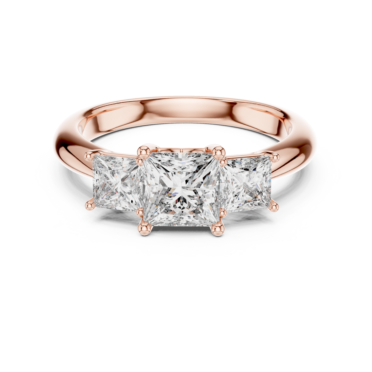 Elodie Three Stone Princess Cut Diamond Ring