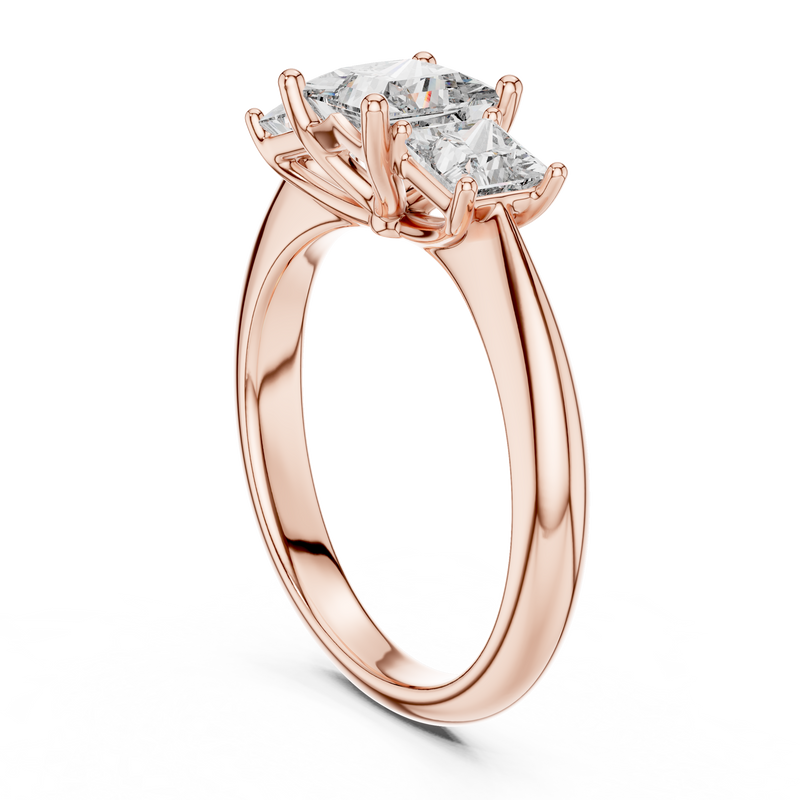 Elodie Three Stone Princess Cut Diamond Ring detail