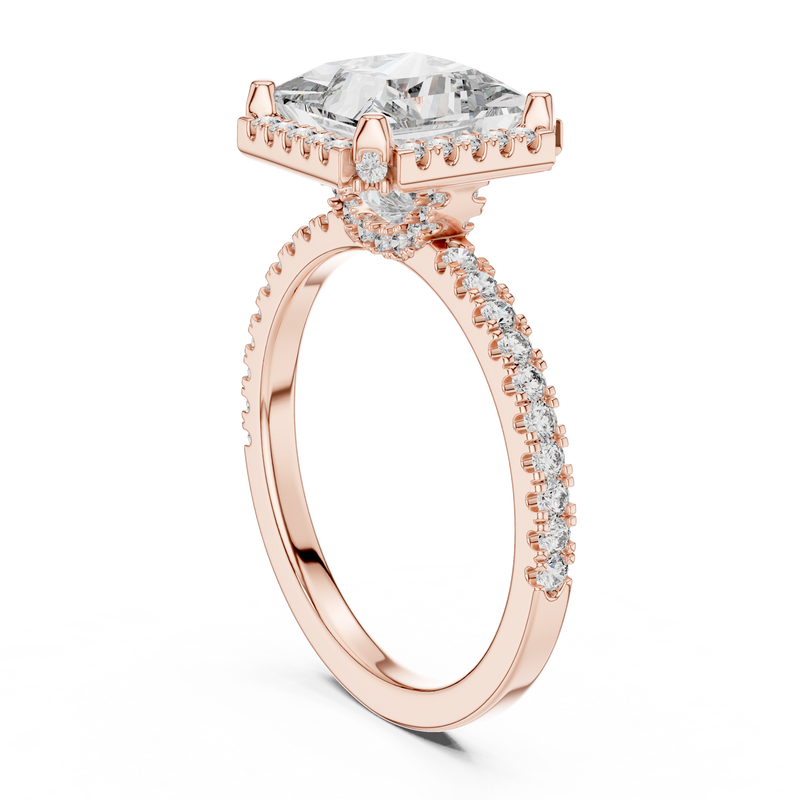 Aurelia Princess Cut Halo Diamond Ring detail