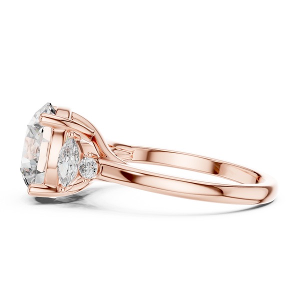 Seraphina Round Brilliant & Marquise Diamond Three Stone Ring