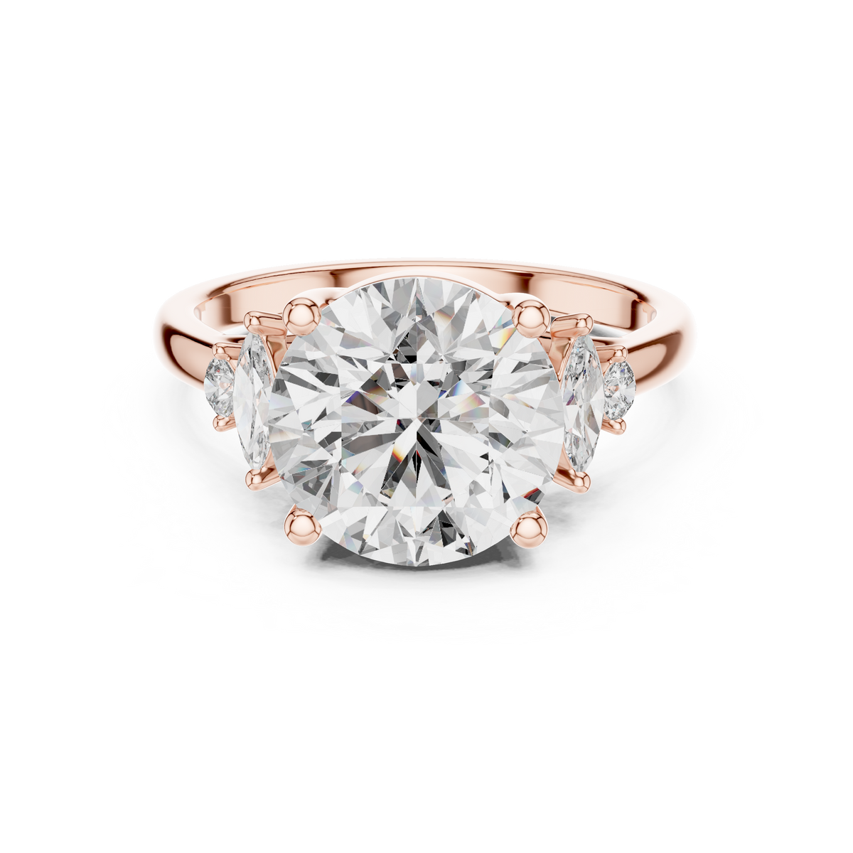 Seraphina Round Brilliant & Marquise Diamond Three Stone Ring