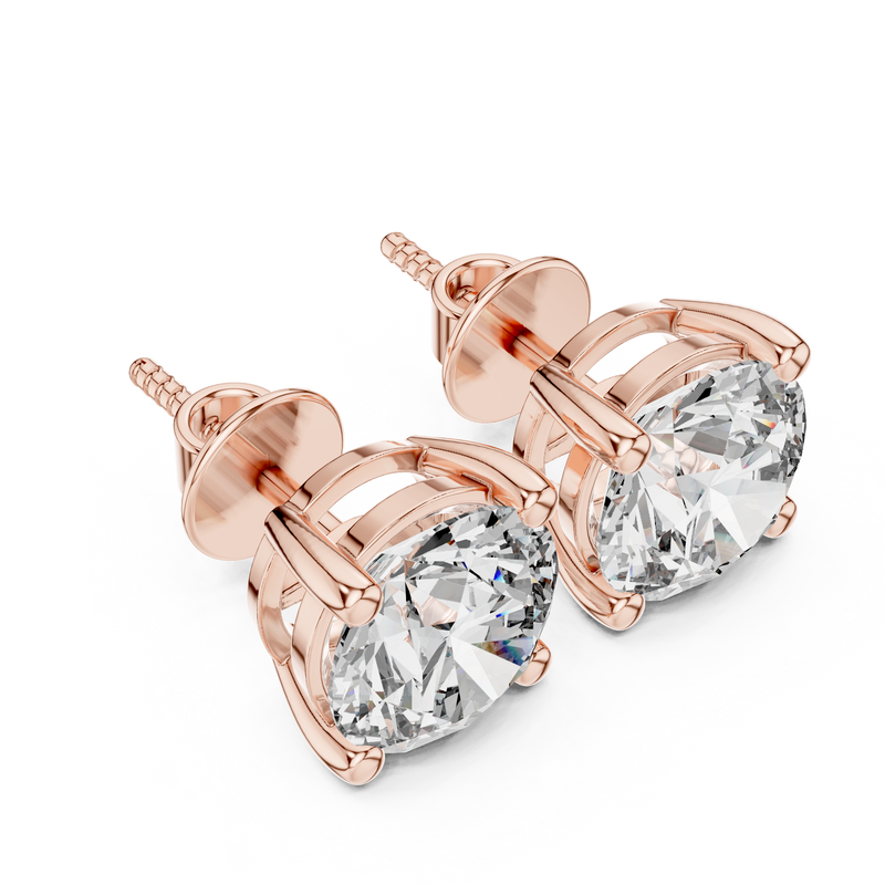 Classic Round Diamond Stud Earrings detail