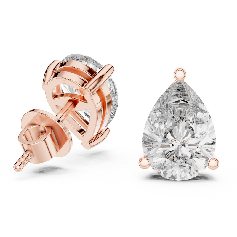 Pear Diamond Solitaire Stud Earrings detail