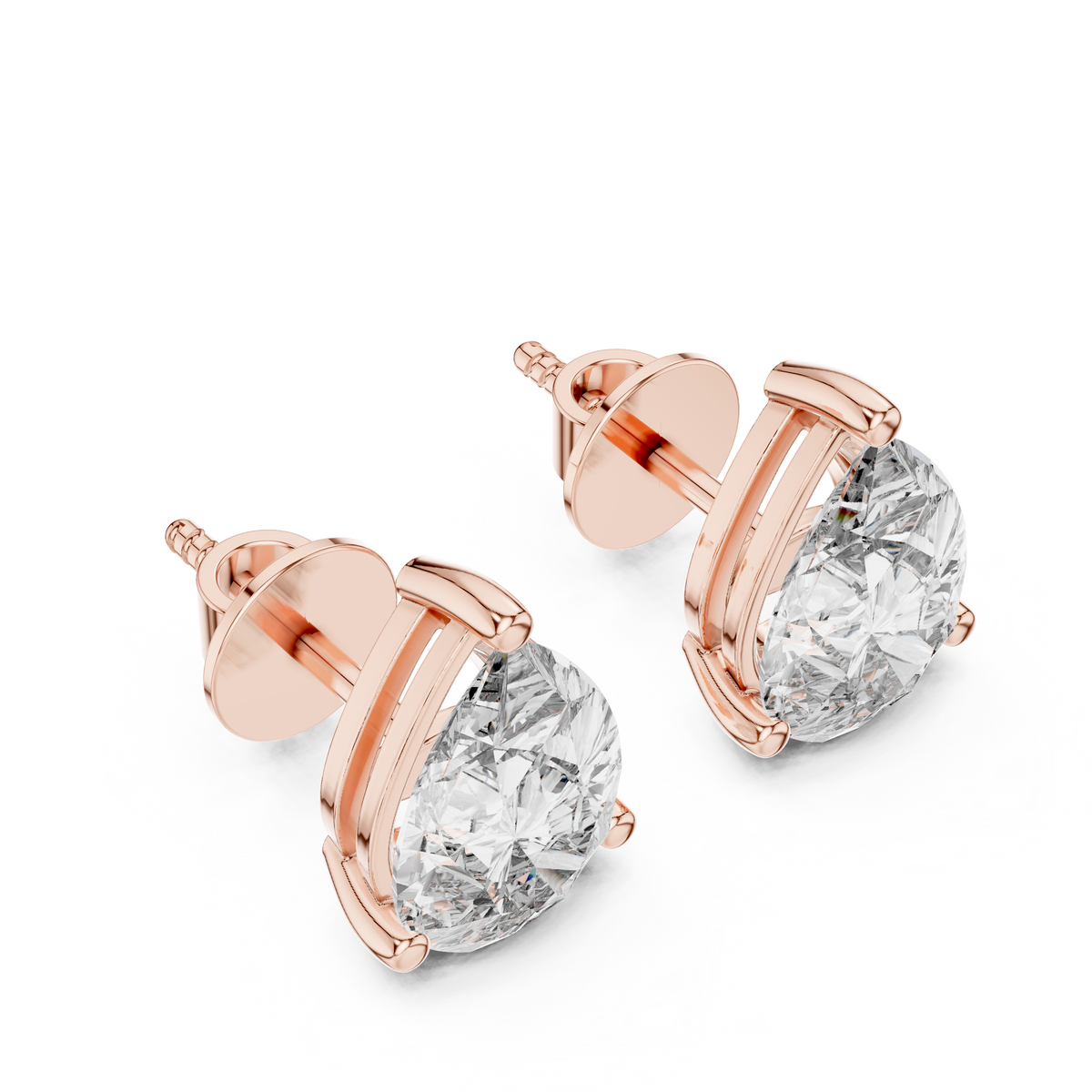 Pear Diamond Solitaire Stud Earrings