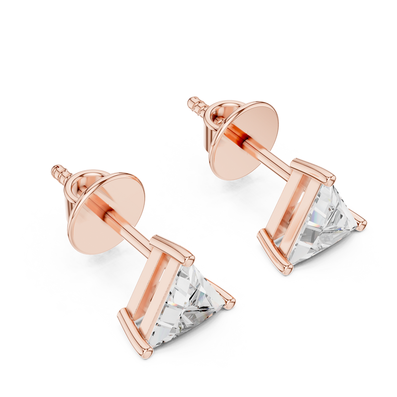 Trillion Diamond Solitaire Stud Earrings detail