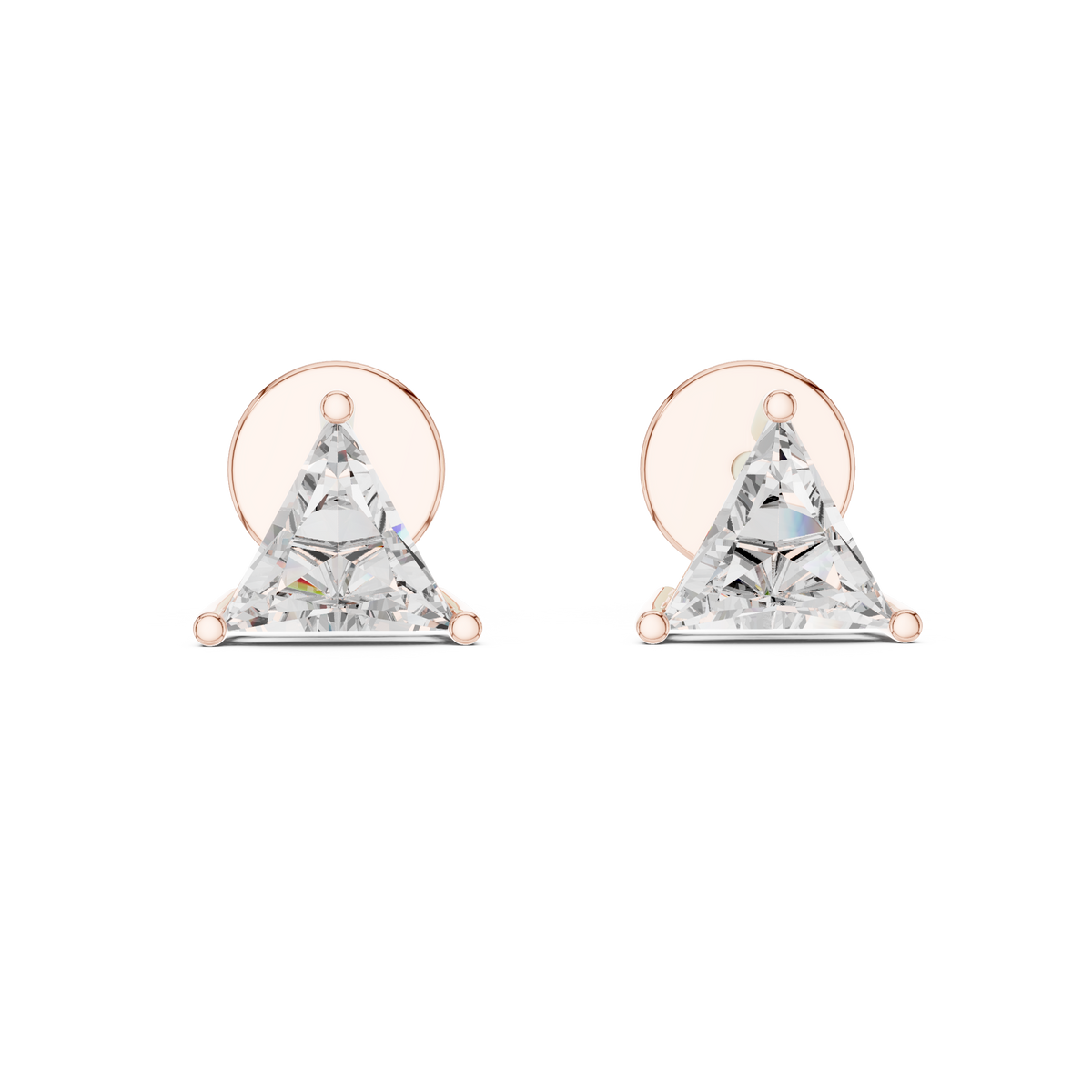 Trillion Diamond Solitaire Stud Earrings