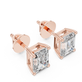 Emerald Cut Diamond Solitaire Stud Earrings
