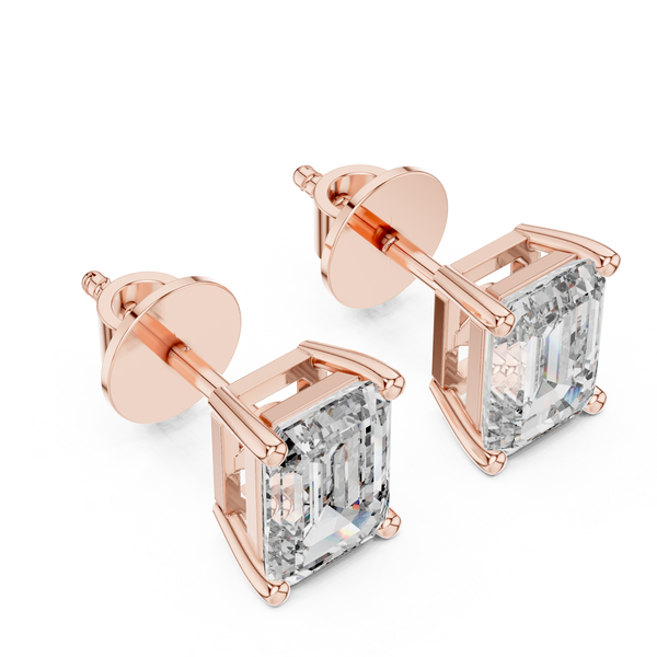 Emerald Cut Diamond Solitaire Stud Earrings