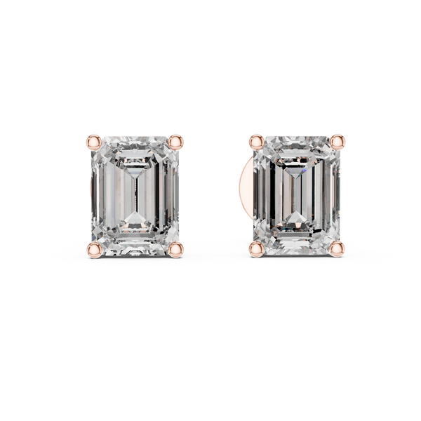 Emerald Cut Diamond Solitaire Stud Earrings