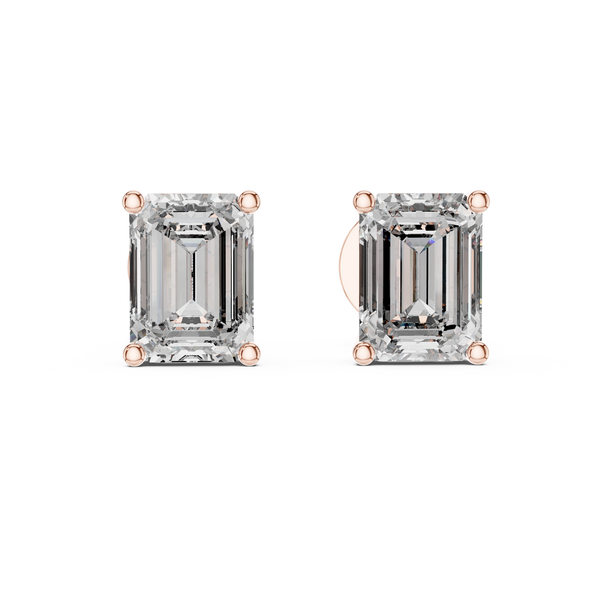 Emerald Cut Diamond Solitaire Stud Earrings