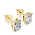 Emerald Cut Diamond Solitaire Stud Earrings