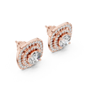 Double Halo Cushion Diamond Stud Earrings