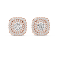 Double Halo Cushion Diamond Stud Earrings