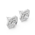 Double Halo Cushion Diamond Stud Earrings