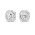 Double Halo Cushion Diamond Stud Earrings