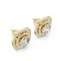 Double Halo Cushion Diamond Stud Earrings